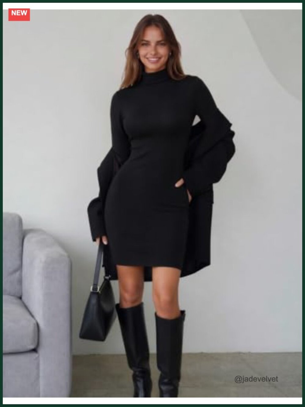 Zeagoo Women Long Sleeve Dress Turtleneck Ribbed Fall Dresses - Picture 4 of 6